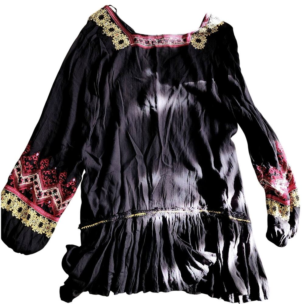 Free People Wild One Pleasant Midi Long Sleeve Embroidered Drop Waist Dress - Picture 3 of 8